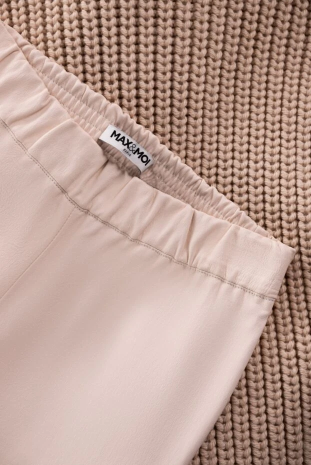 Max&Moi штаны кожаные женские облегающие бежевые 169831 - фото 2