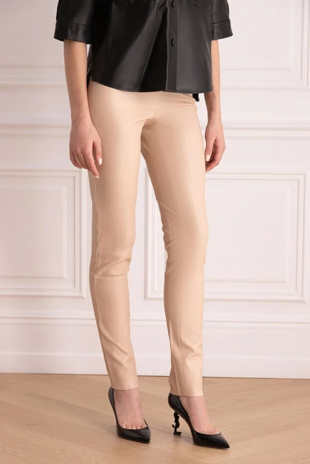 Max&Moi штаны кожаные женские облегающие розовые 169833 - фото 3