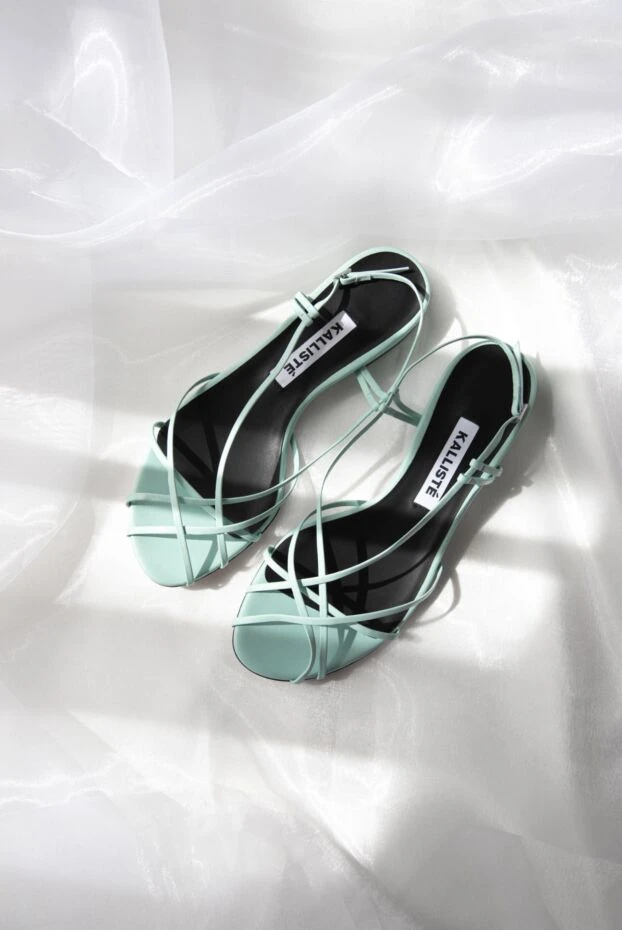 Kalliste төмен өкшелі көк былғарыдан жасалған әйелдердің сандалдары 169840 - фото 2