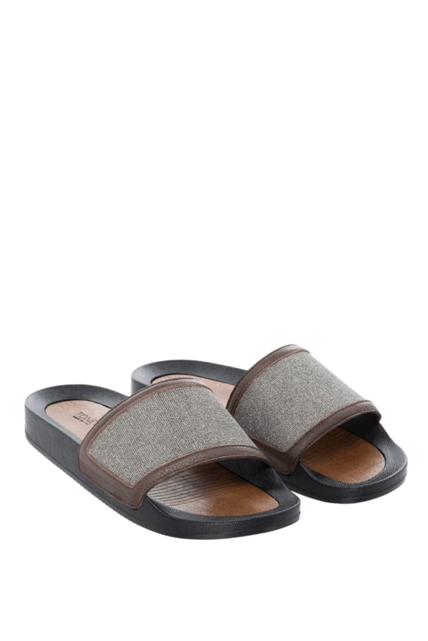 Tonet women's leather slippers with contrasting inserts, brown 169857 - photo 3