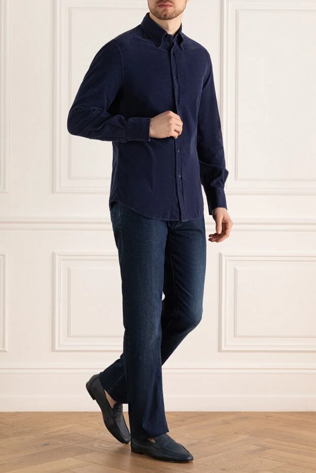 Brunello Cucinelli blue cotton shirt for men 169898 - photo 2