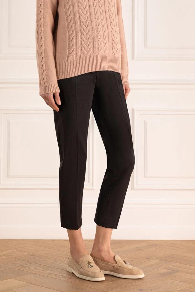 Brunello Cucinelli брюки женские с ремнем синие 169913 - фото 3