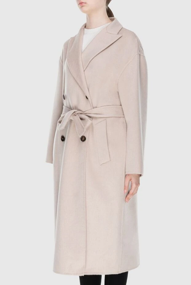 Brunello Cucinelli пальто из кашемира белое женское 169915 - фото 3
