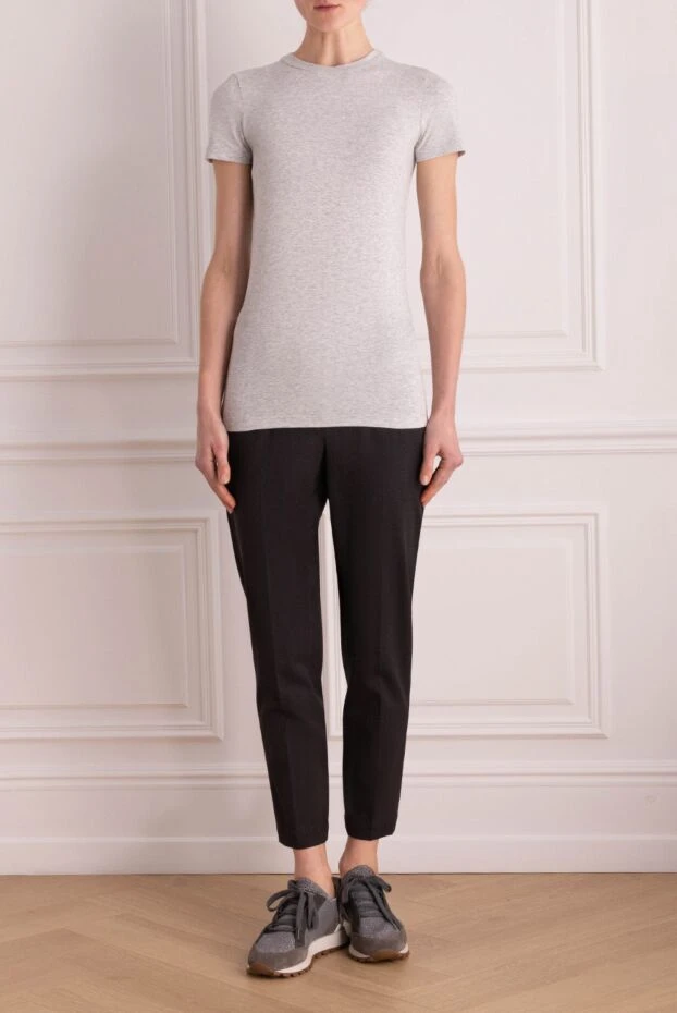 Футболка из хлопка серая меланжевая женская - фото 2