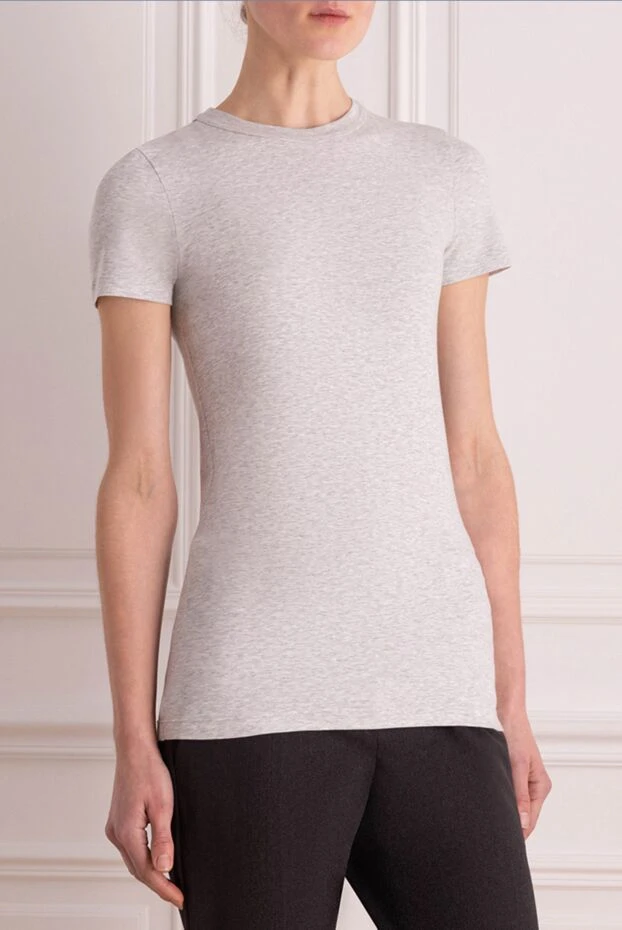Brunello Cucinelli әйелдерге арналған сұр меланжды мақтадан жасалған футболка 169921 - фото 3