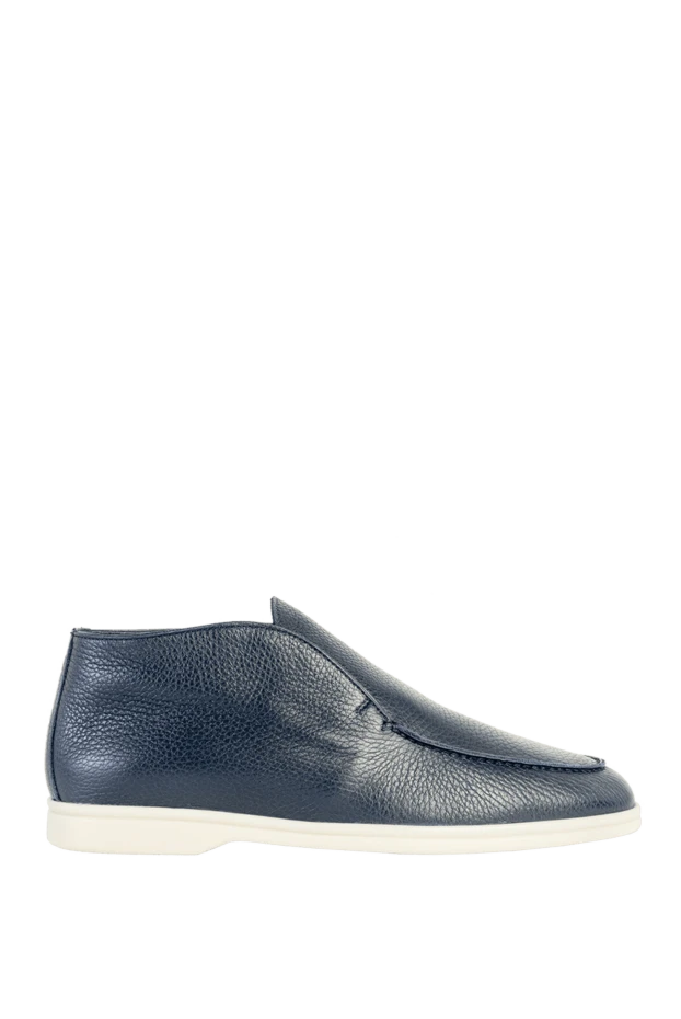 Cesare di Napoli man loafers made of leather, blue with fur купить с ценами и фото 169945 - photo 1