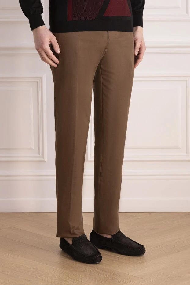 PT01 (Pantaloni Torino) мужские флисовые брюки коричневые с защипами 195680 - photo 3