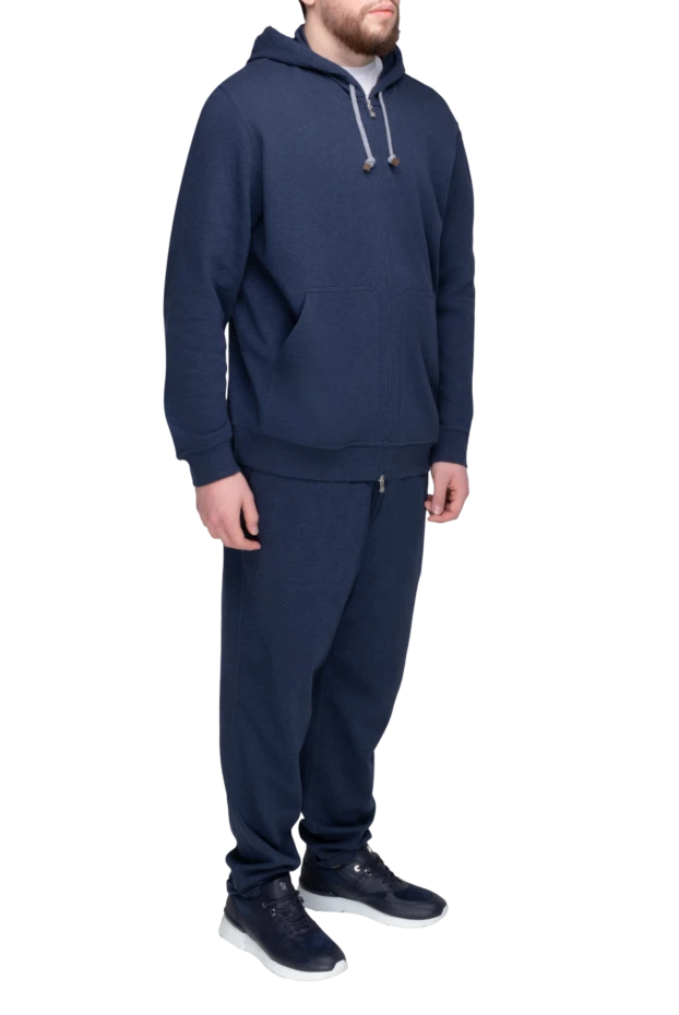 Brunello Cucinelli мақта мен акрилден жасалған ерлер спорттық костюмі, көк 169986 - фото 3