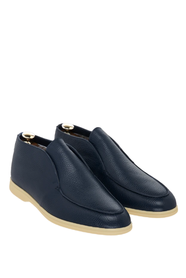 Cesare di Napoli лоферы с высоким верхом фактурно кожаные темно-синие мужские 169994 - фото 3