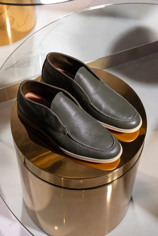 Cesare di Napoli лоферы с высоким верхом кожаные зеленые мужские 170005 - фото 3