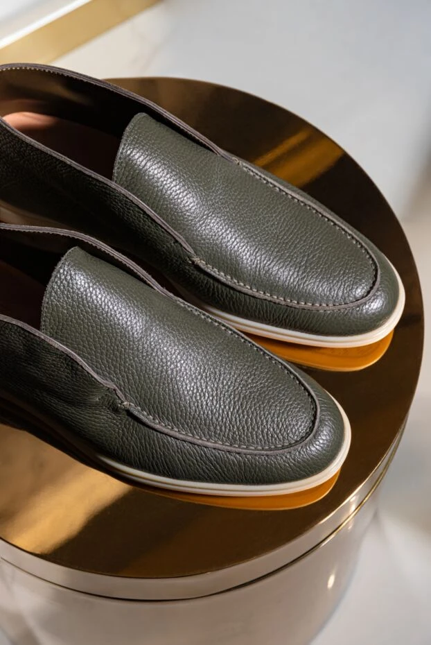 Cesare di Napoli high-top green leather loafers for men 170005 - photo 2