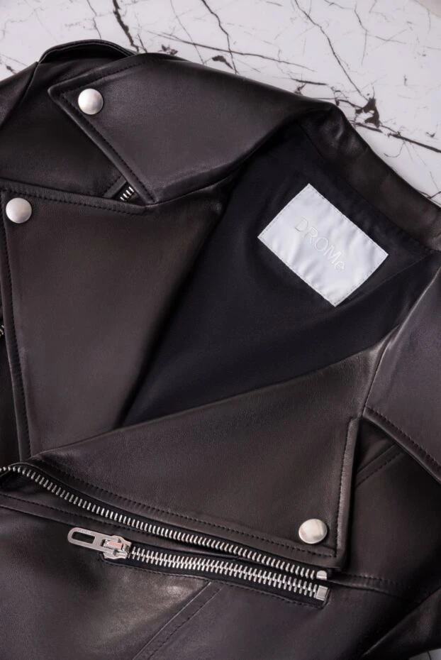 DROMe stylish women's biker jacket made of black leather with zippers and rivets 170044 - photo 2