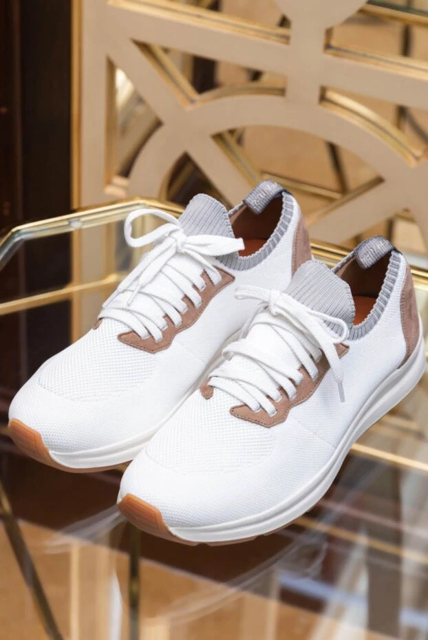 Andrea Ventura кроссовки из текстиля белые замши мужские 170054 - фото 2