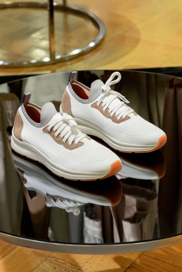 Andrea Ventura кроссовки из текстиля белые замши мужские 170054 - фото 3