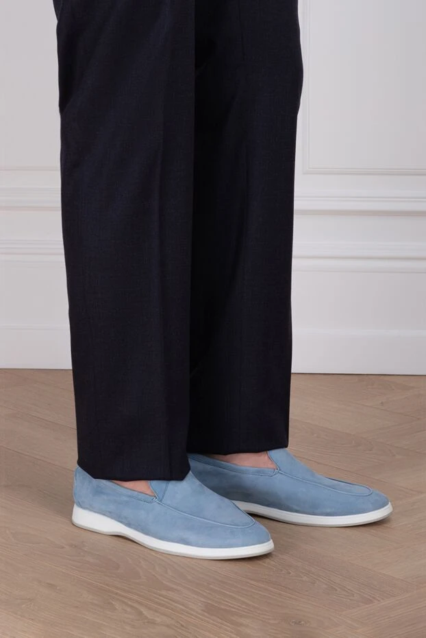 Andrea Ventura man blue suede loafers for men купить с ценами и фото 170056 - photo 2