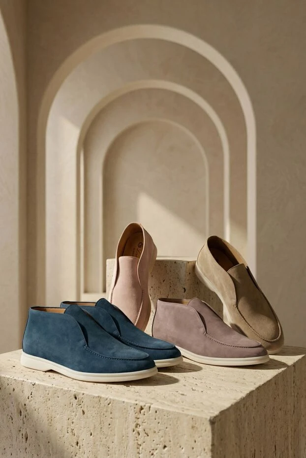 Loro Piana blue suede loafers high top without laces men's casual

 170070 - photo 3