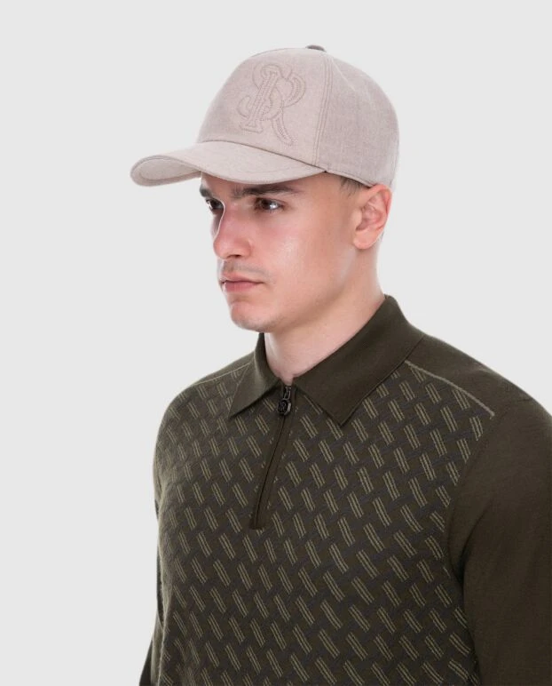 Beige wool and cashmere cap for men - photo 2