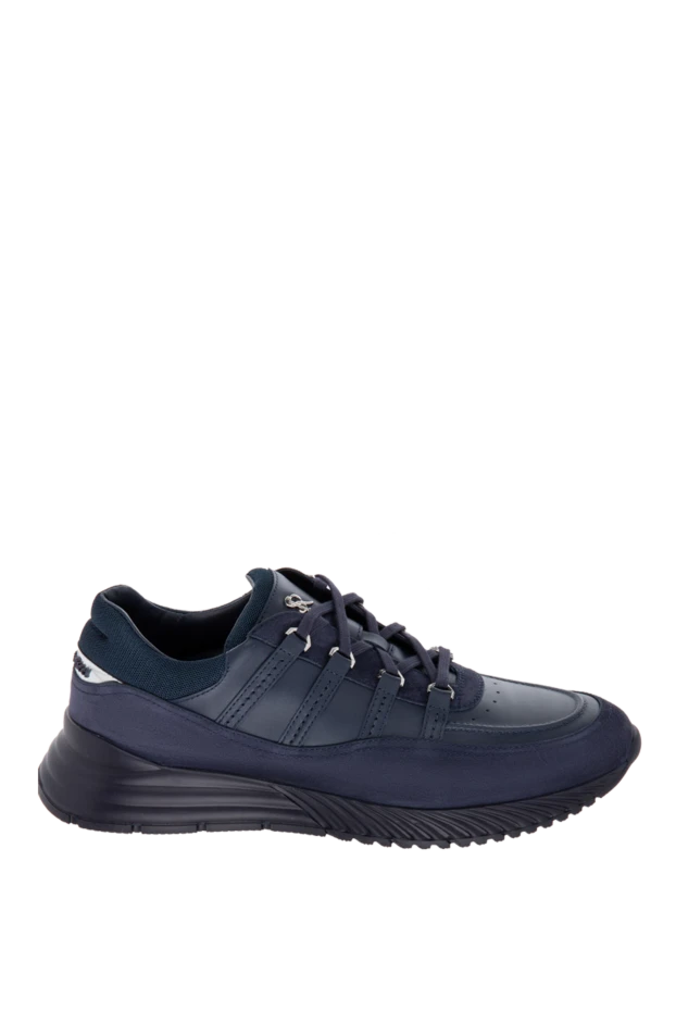 Blue suede and leather sneakers for men - photo 1