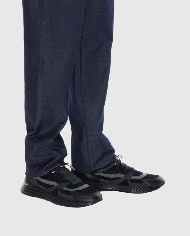 Stefano Ricci кроссовки из текстиля и кожи черные мужские 170093 - фото 2