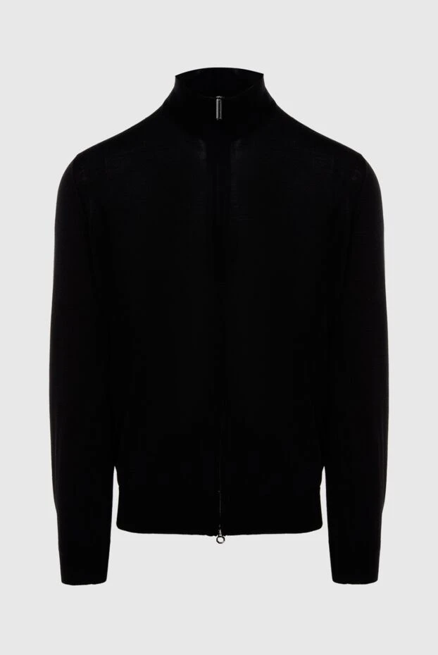 Black cashmere and silk cardigan for men - photo 1
