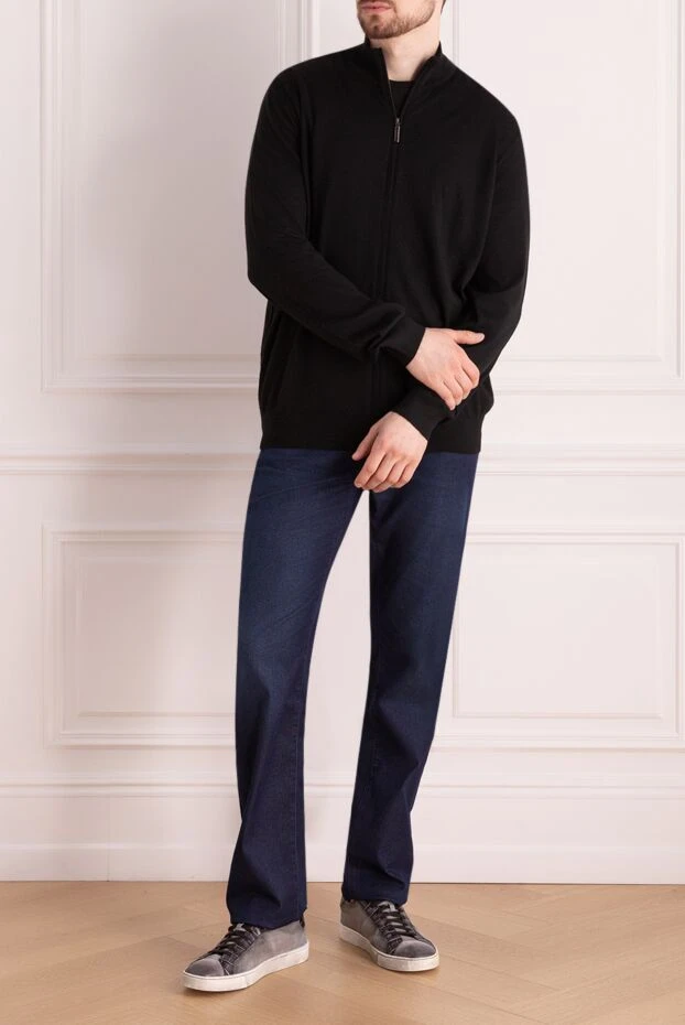 Stefano Ricci кардиган мужской из кашемира и шелка черный 170108 - фото 2