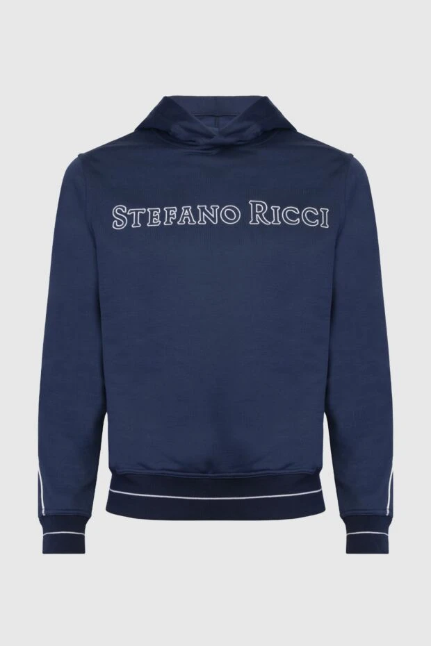 Stefano Ricci худи мужской из хлопка и шелка синий 170112 - photo 1
