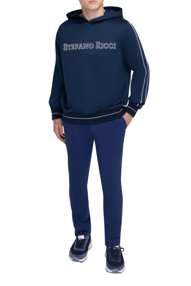 Stefano Ricci худи мужской из хлопка и шелка синий 170112 - photo 3