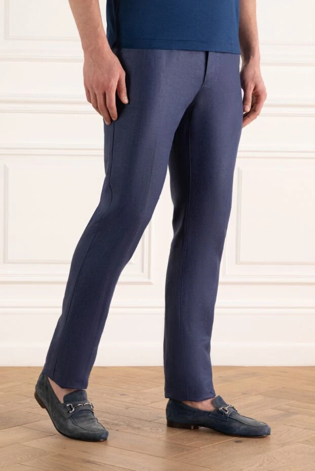 Stefano Ricci ерлерге арналған көк зығыр шалбар 170121 - фото 3