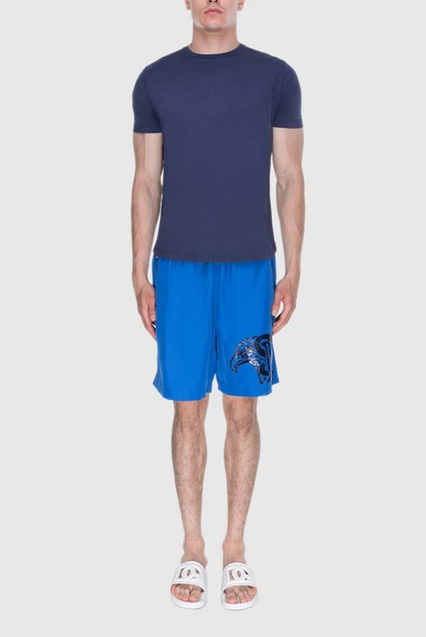 Stefano Ricci ерлерге арналған көк полиэфирлі жағажай шорттары 170125 - фото 2