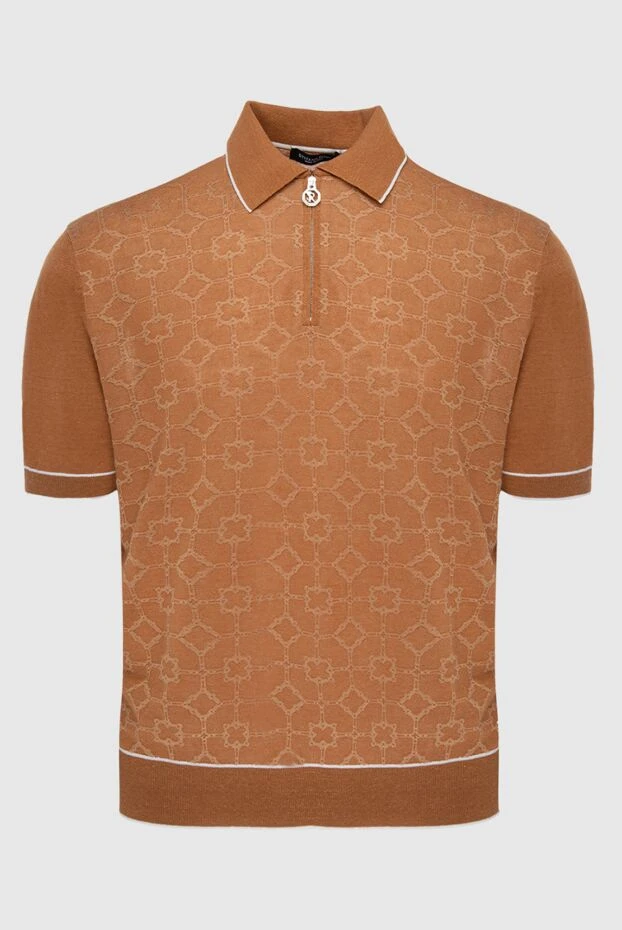 Stefano Ricci поло из льна и шелка коричневое мужское 170127 - фото 1