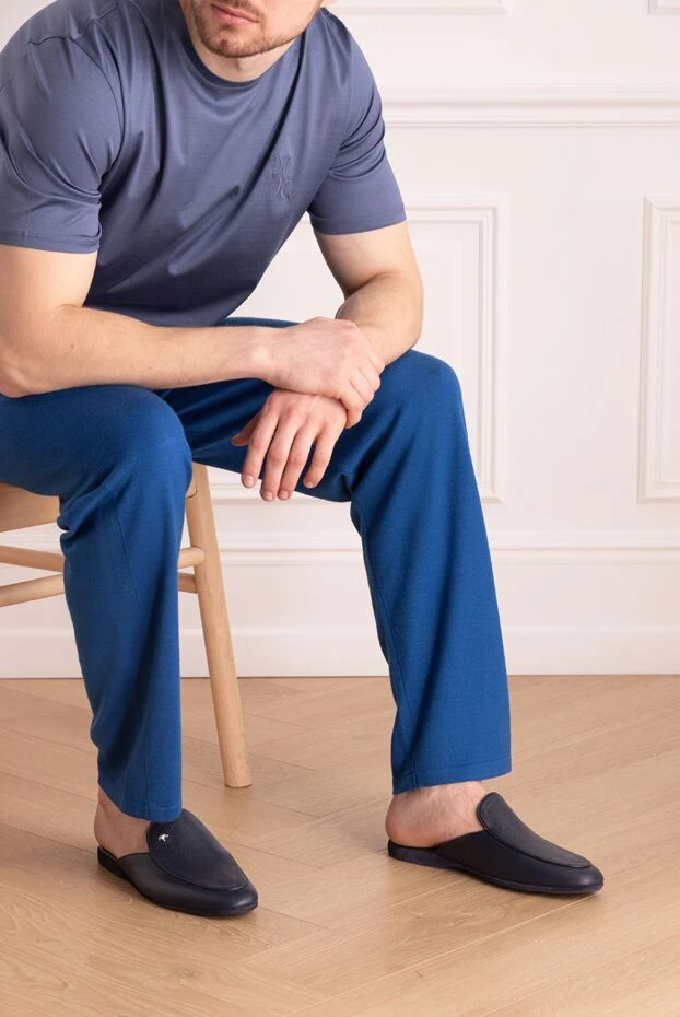 Stefano Ricci ерлерге арналған көк былғары тәпішке 170142 - фото 2