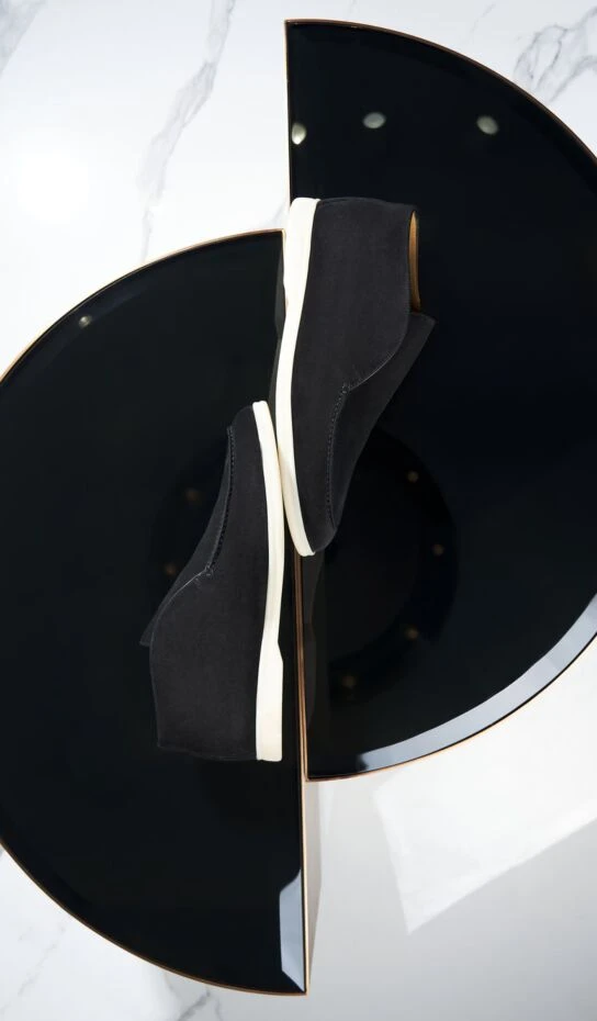 Loro Piana men's loafers made of genuine black nubuck with a light sole 170216 - photo 3