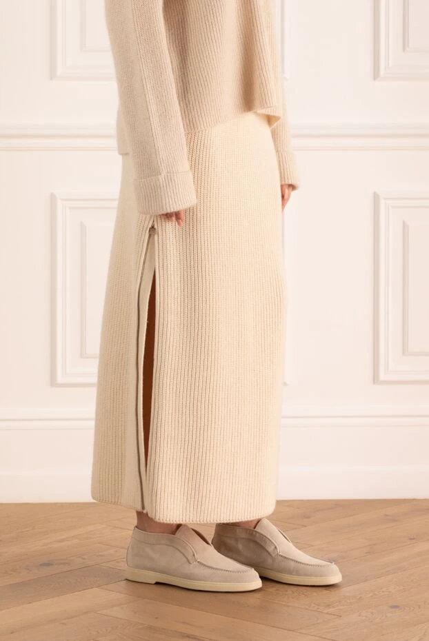 Loro Piana юбка из кашемира бежевая женская 170224 - фото 3