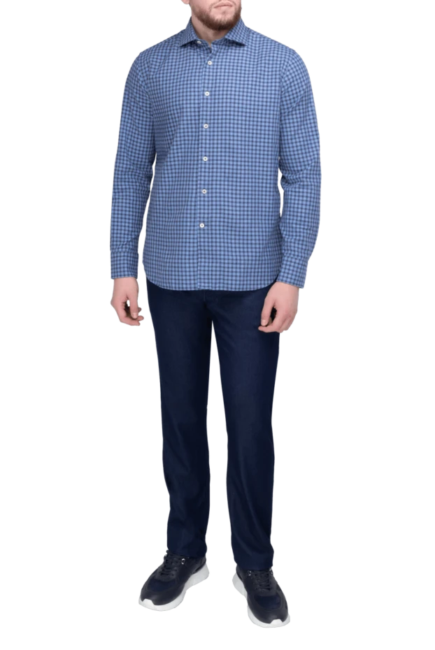 Alessandro Gherardi man blue cotton shirt for men купить с ценами и фото 170245 - photo 2