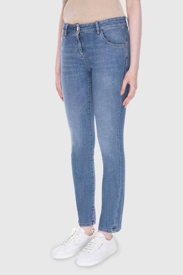 Brunello Cucinelli джинсы светло-голубые с легкими потертостями женские 170255 - фото 3