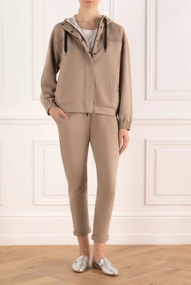 Костюм прогулочный из хлопка женский бежевый - фото 2