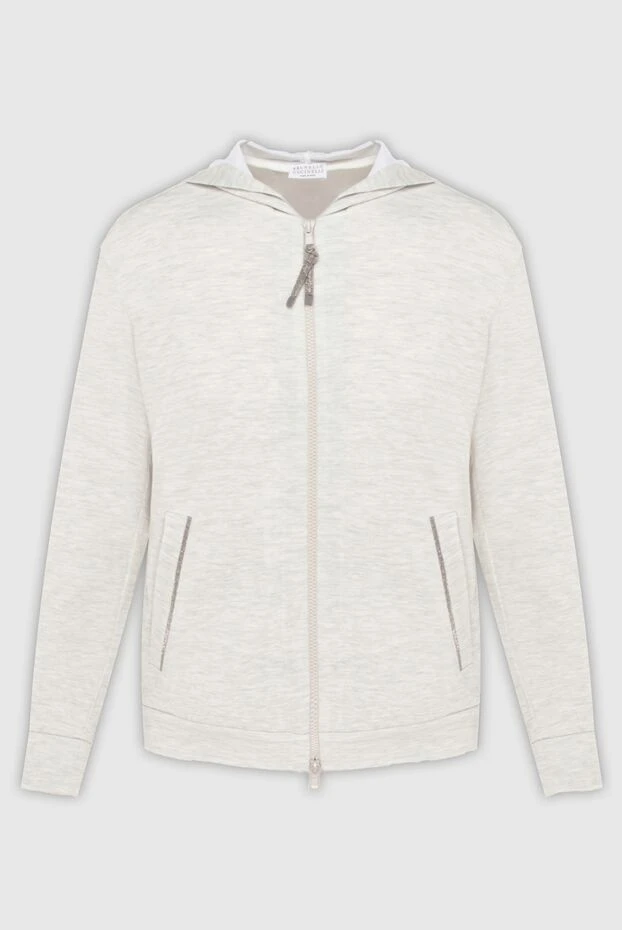 Women's gray cotton and silk cardigan with a zipper - photo 1