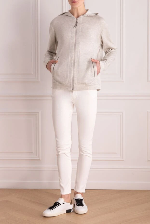 Women's gray cotton and silk cardigan with a zipper - photo 2