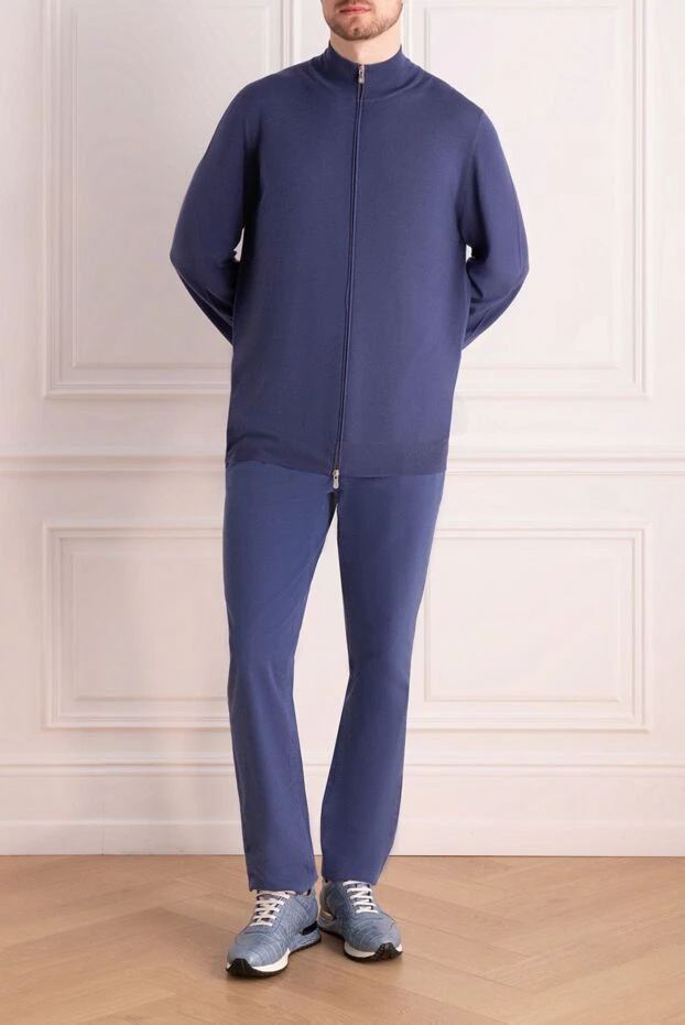 Brunello Cucinelli men's cashmere and silk cardigan with a stand-up collar
 170277 - photo 3