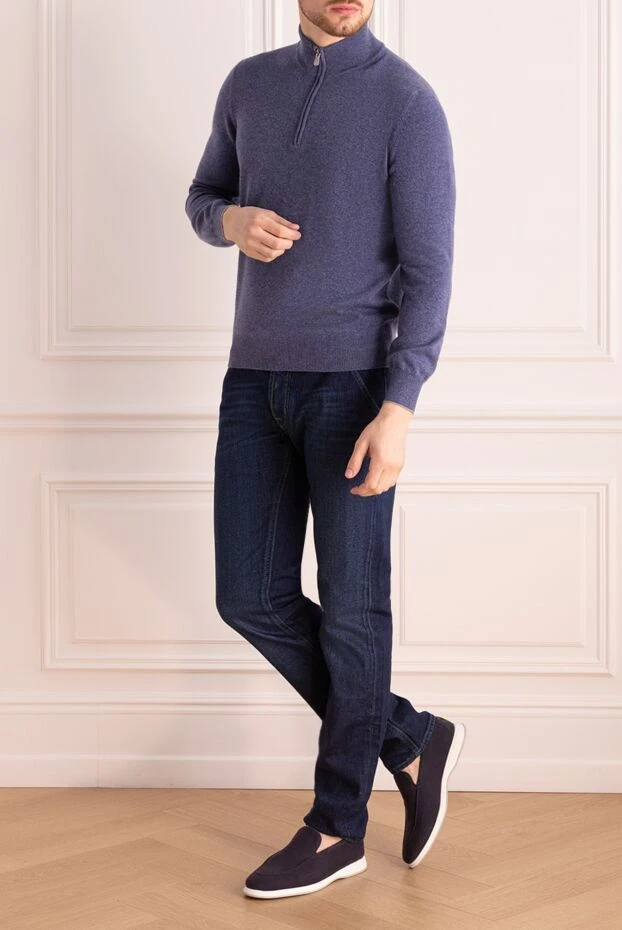 Brunello Cucinelli cashmere troyer blue for men 170278 - photo 2