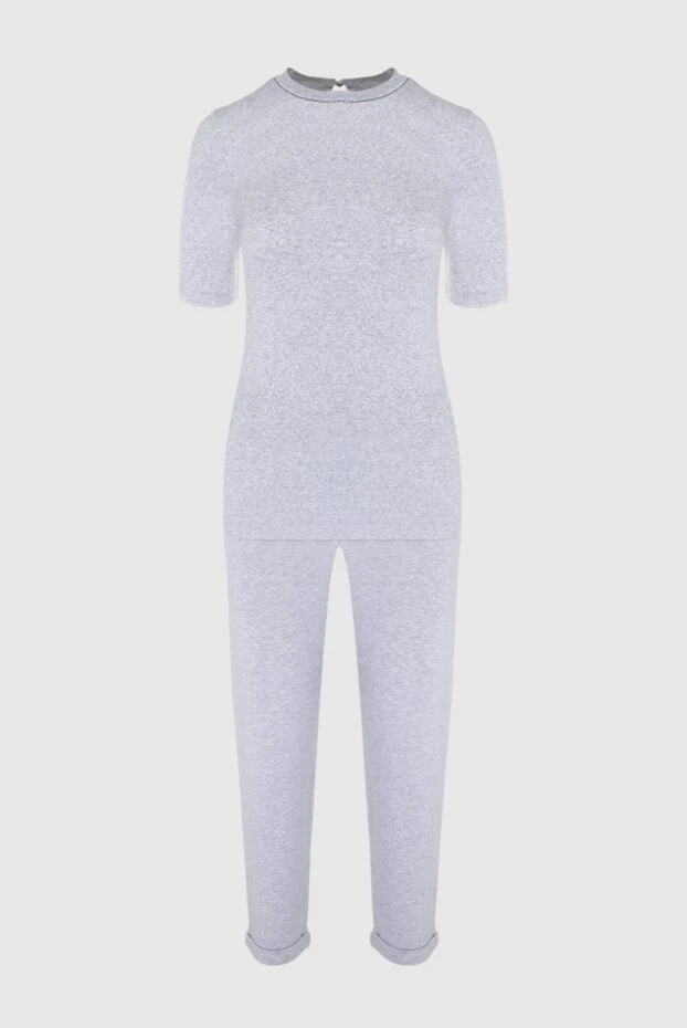 Костюм прогулочный из хлопка и эластана серый женский - фото 1