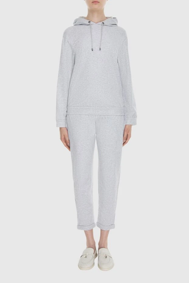 Brunello Cucinelli мақта мен эластаннан жасалған сұр әйелдер серуенге арналған костюм 170279 - фото 2