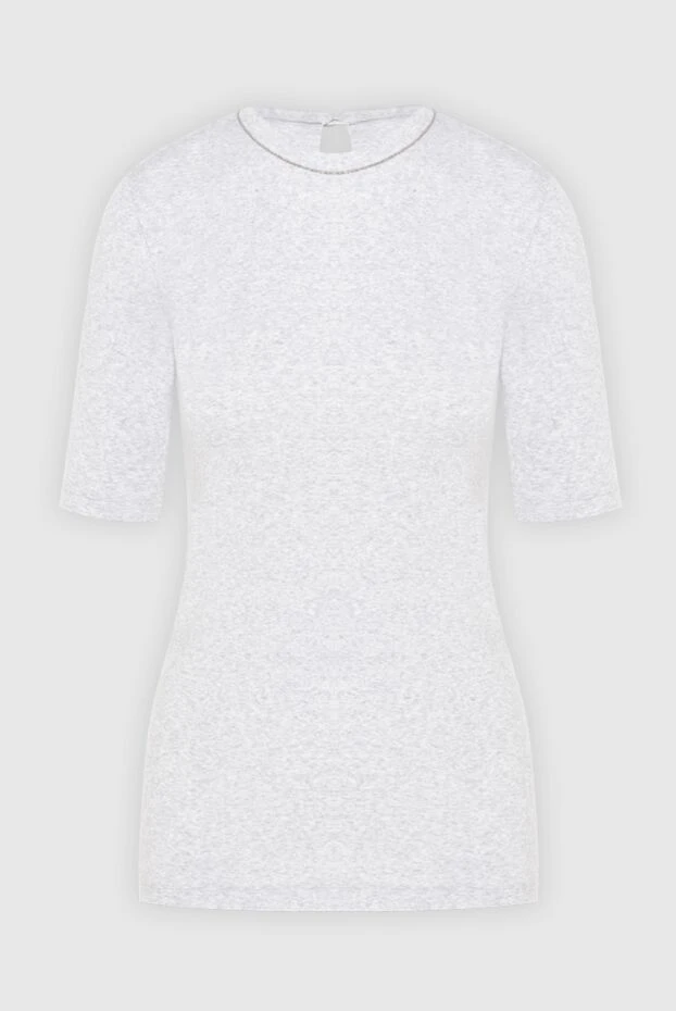 Белая футболка из меланжевого хлопка с коротким рукавом - фото 1