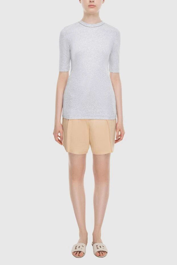 Brunello Cucinelli белая футболка из меланжевого хлопка с коротким рукавом 170280 - фото 2