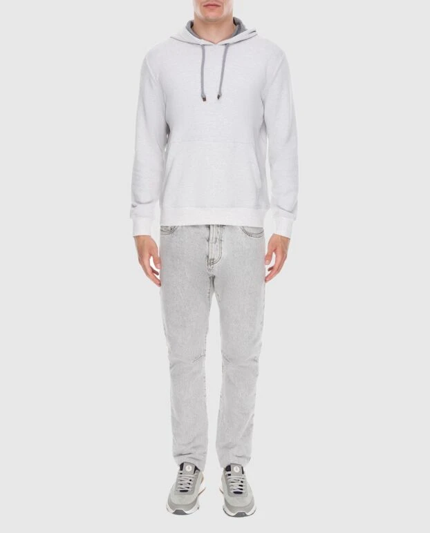 Brunello Cucinelli худи мужское из хлопка и эластана серое 170281 - фото 2