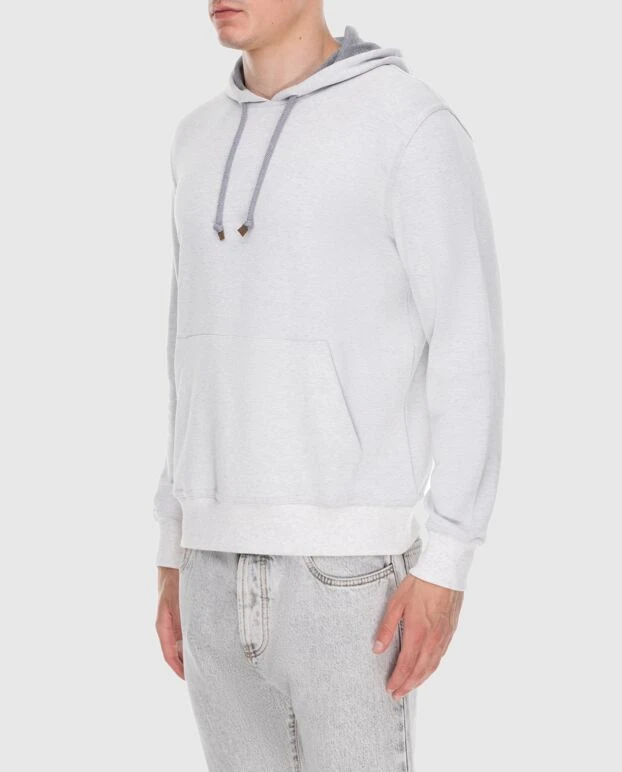 Brunello Cucinelli худи мужское из хлопка и эластана серое 170281 - фото 3