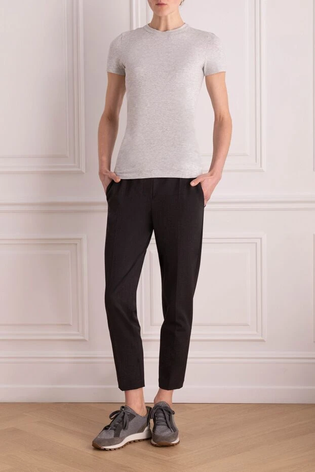 Brunello Cucinelli брюки женские с ремнем серые 170288 - фото 2