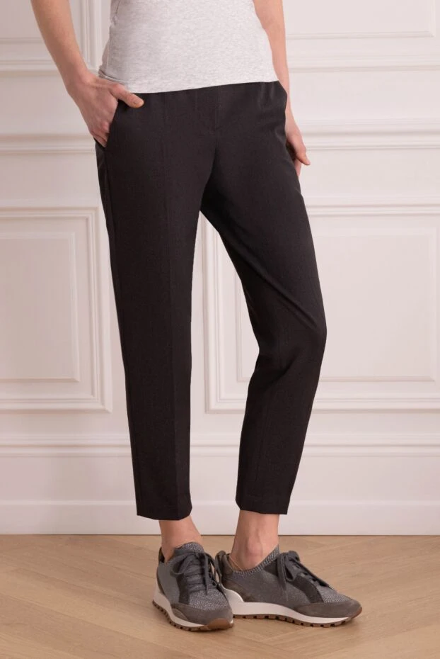 Brunello Cucinelli брюки женские с ремнем серые 170288 - фото 3