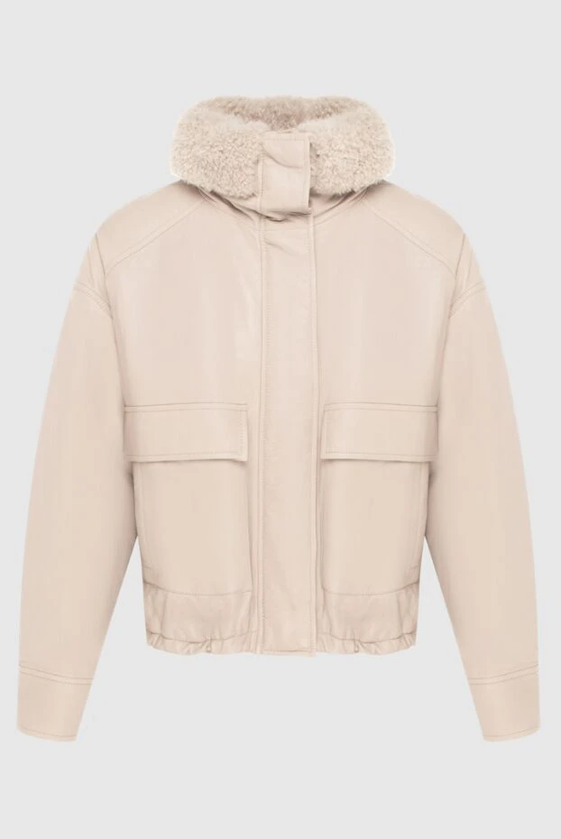 Women's beige fur-lined leather jacket
- photo 1