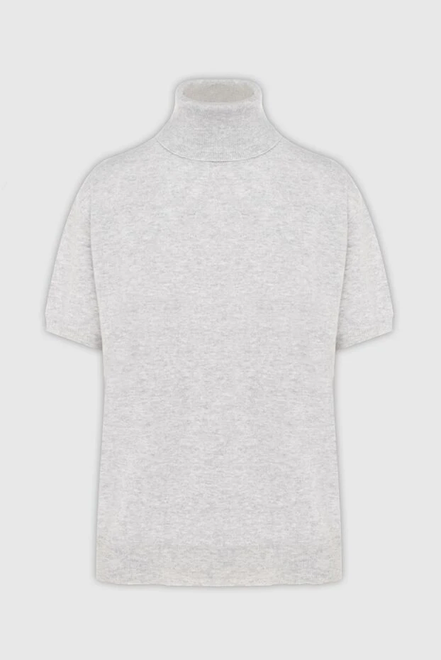 Women's gray short-sleeved cashmere turtleneck - photo 1